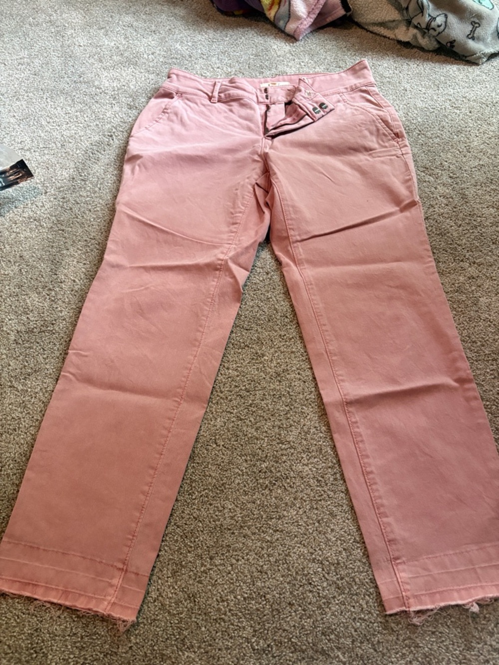 Pink Straight-Leg Ankle Chino Pants